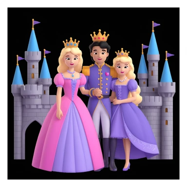 prince and princess disny dress close up photo in castle sticker