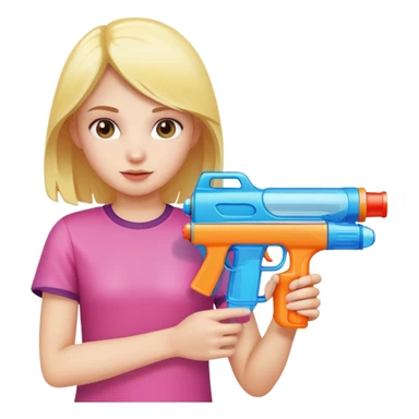 girl holding a water gun sticker