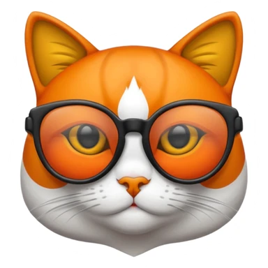 un gato de tres colores naranja, negro y blanco con gafas de leer sticker