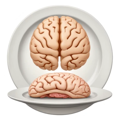 Brain on a plate next to head  sticker