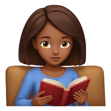 Pretty black girl with brown eyes and brown hair reading a romantic book sticker