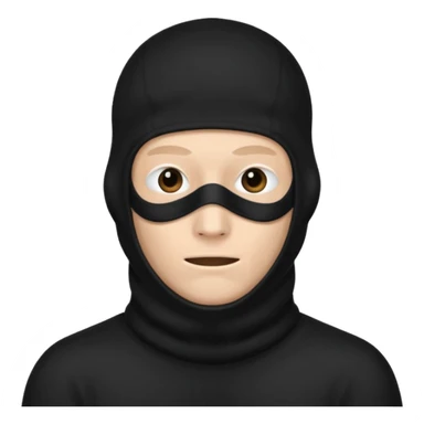man in black balaclava with no eyes and mouth covers his ears sticker