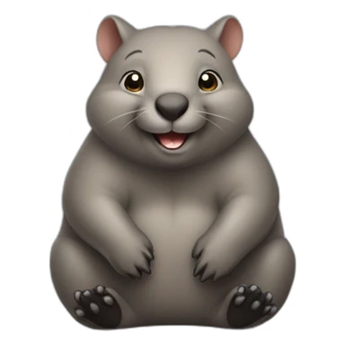 Smiling Wombat sitting up sticker