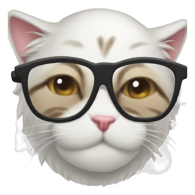 Mom cat hugging her boy cat with eyeglasses sticker
