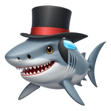 Shark with a top hat sticker