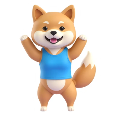shiba inu standing happy, fitness sticker