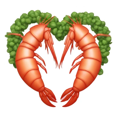 shrimp heart adorned with shrimp garland  sticker