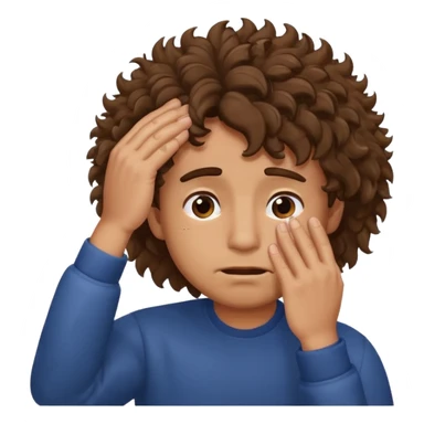 Guy with curly hair that’s fluffy doing a face palm sticker