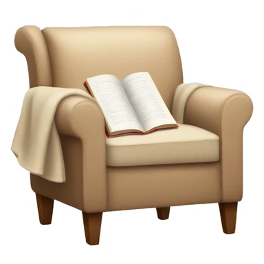 Simple Beige Armchair with blanket and open book on it sticker