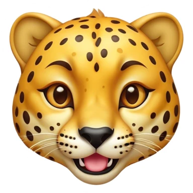 Cinematic Comical Cheetah Portrait Emoji, Head tilted dramatically with an exaggeratedly amused expression, featuring a striking, glossy golden Fur with bold spots, wide, expressive amber eyes filled with playful disbelief, Simplified yet hilariously expressive features, highly detailed, glowing with a slightly sassy glow, high shine, dramatic yet playful, stylized with an air of cheeky mischief, bright and endearing, soft glowing outline, capturing the essence of a spirited and over-the-top cheetah, so meme-worthy it feels like it could dash its way into internet fame instantly! sticker