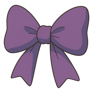 2D cute purple bow, ghibli style sticker