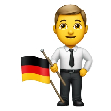 busines man holding german flag sticker