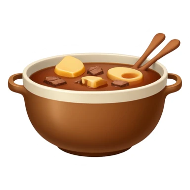 beef stock in a plain bowl, brown broth, no garnish, simple emoji style sticker