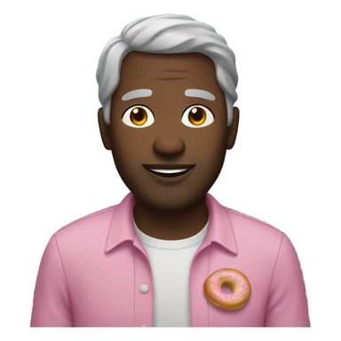 A black man with gray hair and a bagel with pink gravy in his hands sticker