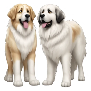 Great Pyrenees and Leonberger dogs standing next to each other sticker