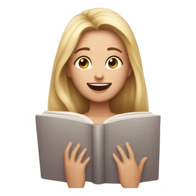 A white girl blushing while reading a romance novel sticker