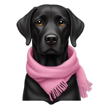 Black lab wearing a pink scarf sticker