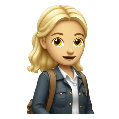 blonde schoolgirl with bag pack sticker