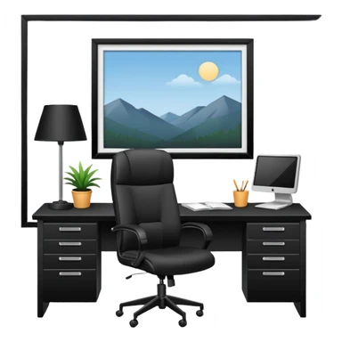An office with an empty desk (the boss is not there) sticker
