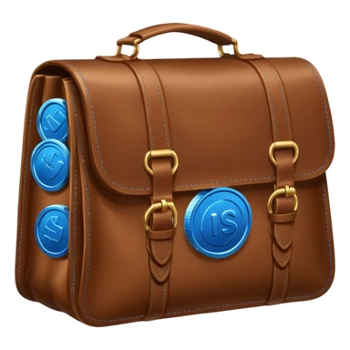 blue coins inside a leather bag  sticker