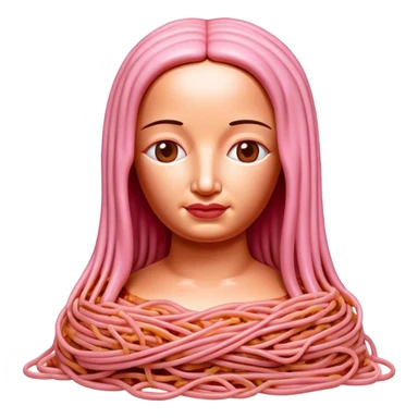 monalisa made of SPAM meat melted pink  spaghetti portrait sticker