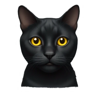 Black British cat with yellow eyes sticker