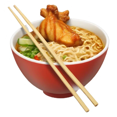Spicy chicken Ramen Bowl with chopsticks  sticker