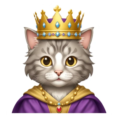 Fluffy grey tabby maincoon cat dressed like the queen of England sticker