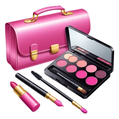 Makeup kit with lipstick, mascara, and eyeshadow palette sticker
