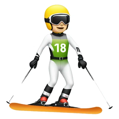 18 boy alpine ski racing at 60 mph with"rowmark" ob bib sticker