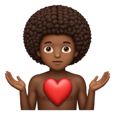 I want a black boy with chocolate skin and an afro holding a heart close to his chest as if to present it to someone he loves. sticker