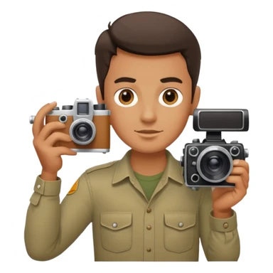 Photographer with vintage film camera,single camera sticker