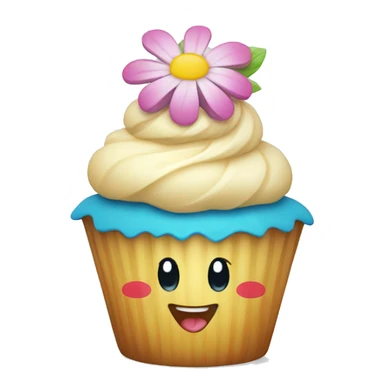 Happy cupcake with flowers on top  sticker