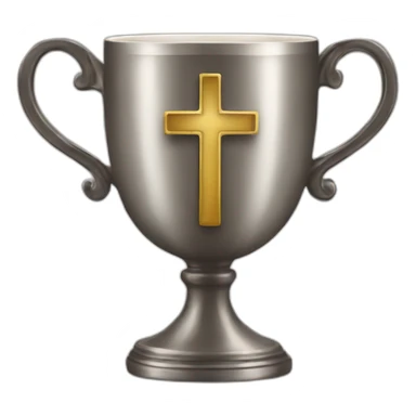 Christian cup for the winner with a cross sticker