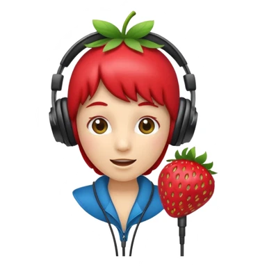 A strawberry holding mic and wear headphone sticker