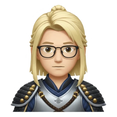 samurai, slim, long blonde hair , glasses sticker