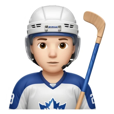 ice hockey player portrait, head and shoulders only, wearing hockey helmet with visor, team jersey collar, holding hockey stick near shoulder, focused competitive expression, 3D cartoon style, mobile game icon style, clean background, no text, no watermark

 sticker