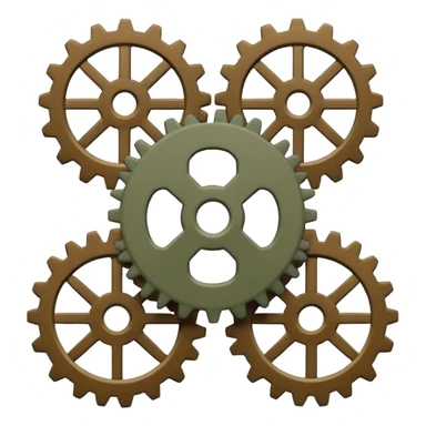 , slight diagonal orientation, thick smooth white sticker outline, muted industrial/military color palette, soft studio lighting, subtle gradients, minimal panel lines, flat simplified markings, matte materials, clean modern emoji style, icon-readable at small size, no background. sticker