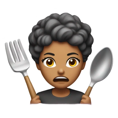 angry woman throwing kitchen utensils in anger using face with symbols on mouth emoji sticker
