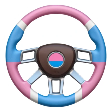 steering wheel with transgender pride flag colors sticker