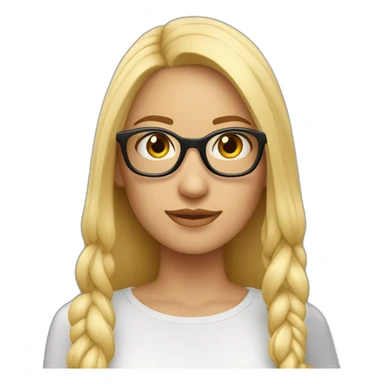  mujer blanca de cara larga sin rostro pelo largo liso rubio con lentes sticker