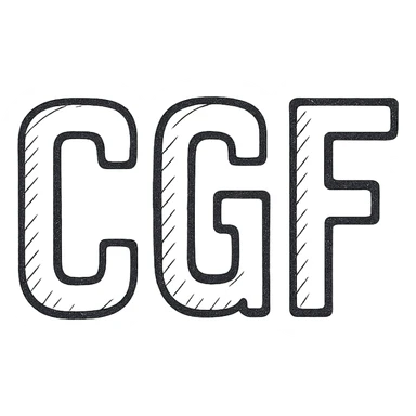 the letters CGF in bold, monospaced font, black, centered, 128x128, transparent background sticker