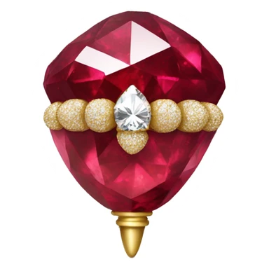 sparkling Ruby Acorn like diamond with stem made of gold sticker