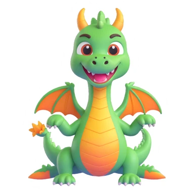 the face of a cute fitness dragon coach, 3D emoji style, playful expression sticker