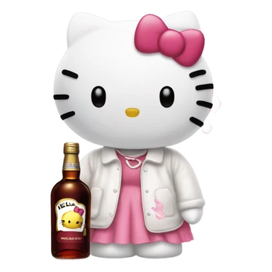 Hello kitty crying tears holding Hennessy bottle😭  sticker