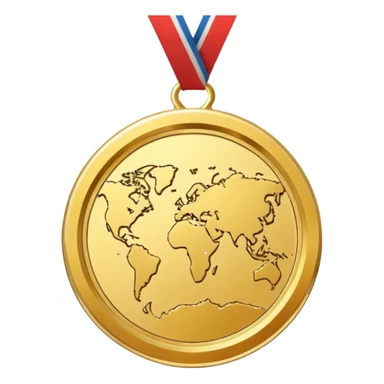 a gold medal with a map engraved on it sticker