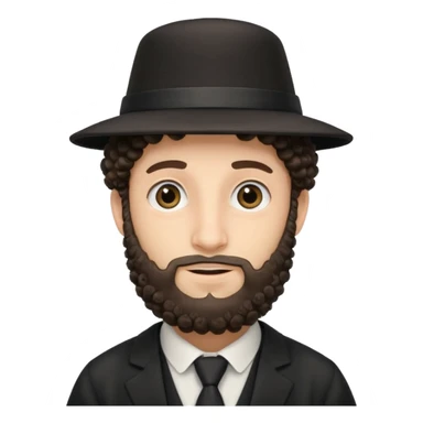 Hasidic Jewish man emoji, traditional attire, kippa, curly locks, friendly face, minimal background sticker