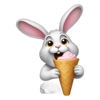Rabbit eating icecream sticker