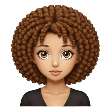 Naturally tan skin girl short brown curly afro hrown eyes gyaru sticker