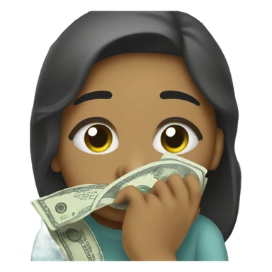 Wiping tears with dollar bill sticker